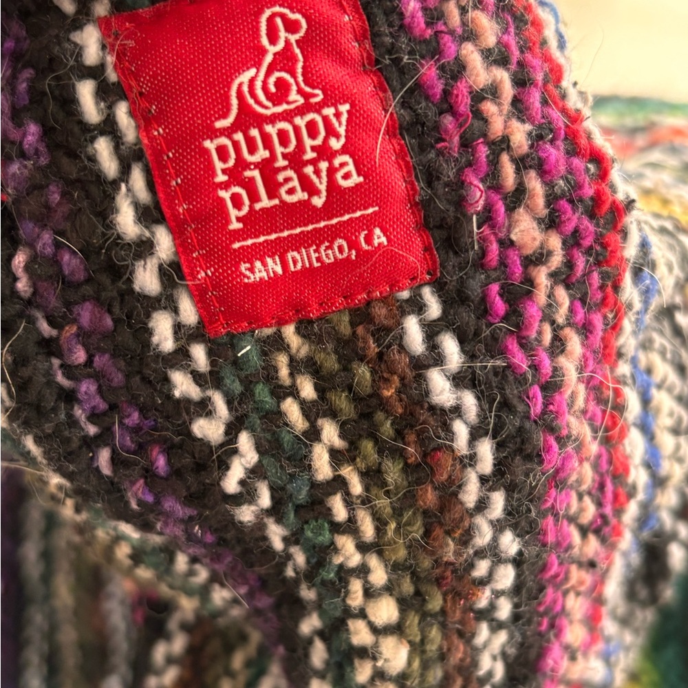 Multicolor Striped Knit Dog Hoodie - Cozy Pet Sweater - Picture 6 of 7